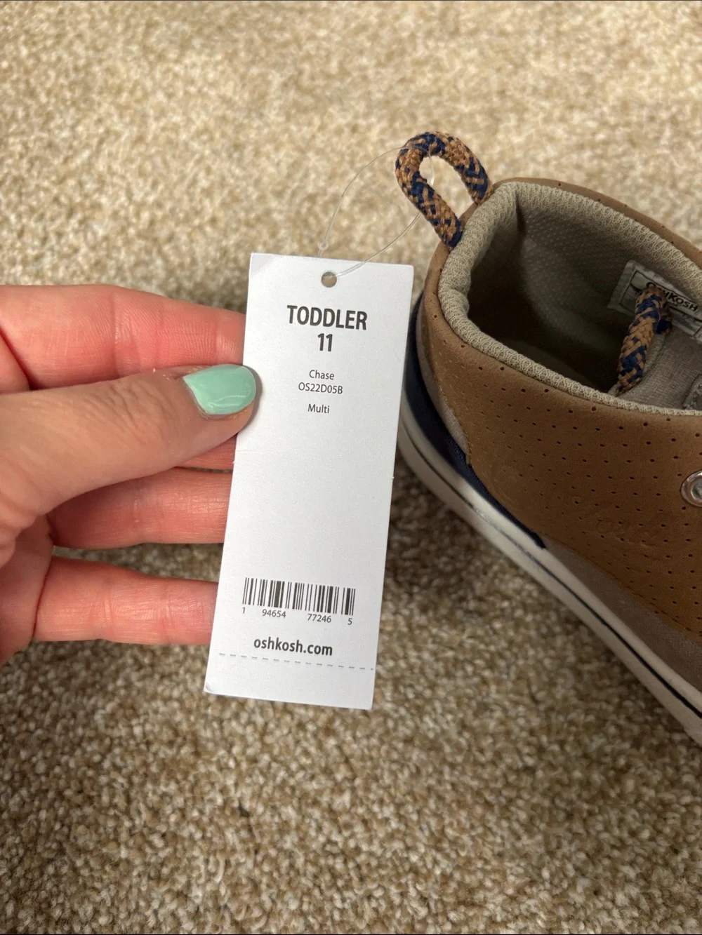 NWT 11 Toddler Boy OshKosh B'gosh Tan and Gray Kids High-Top Sneakers